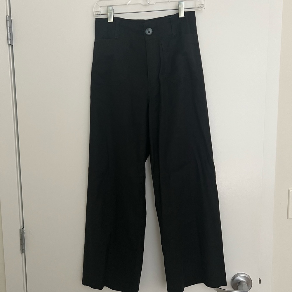 NWOT Anthropologie Maeve Colette Cropped Wide-Leg Linen Pants